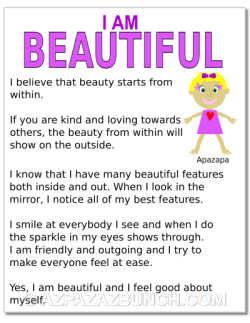 I am beautiful kids stickers, cards, poster