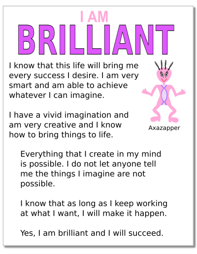 I am brilliant positive affirmations for kids