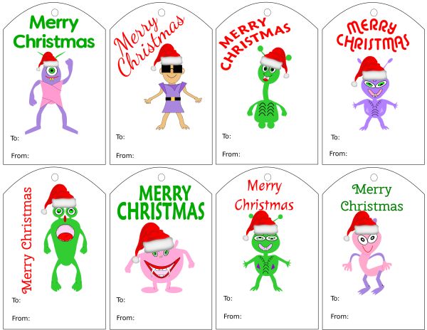 Christmas character gift tags