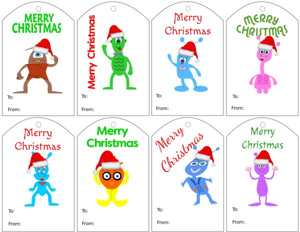 free funny character gift tags