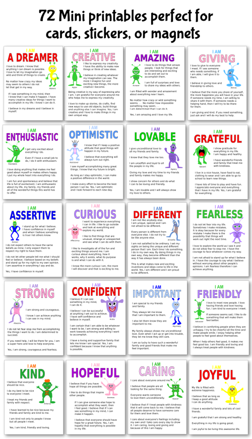 printable character stickers, cards, fridge magnets