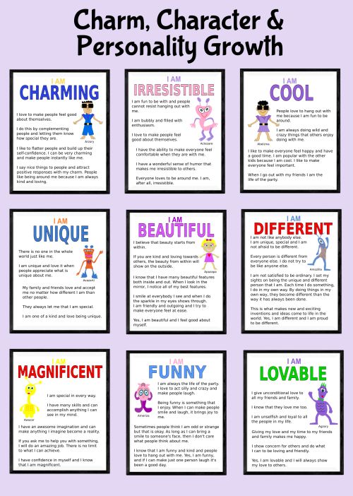 charm, character, personality, growth posters