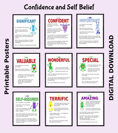 confidence and self belief printable posters