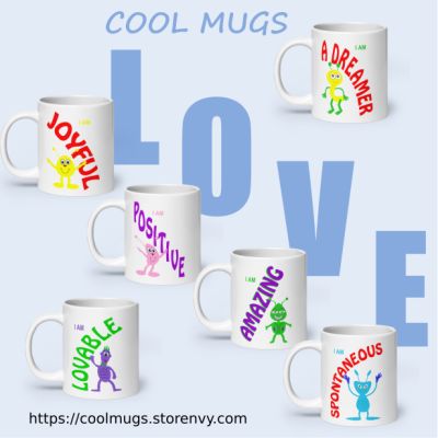 positive, inspirational and funny mugs featuring the azpazaz bunch